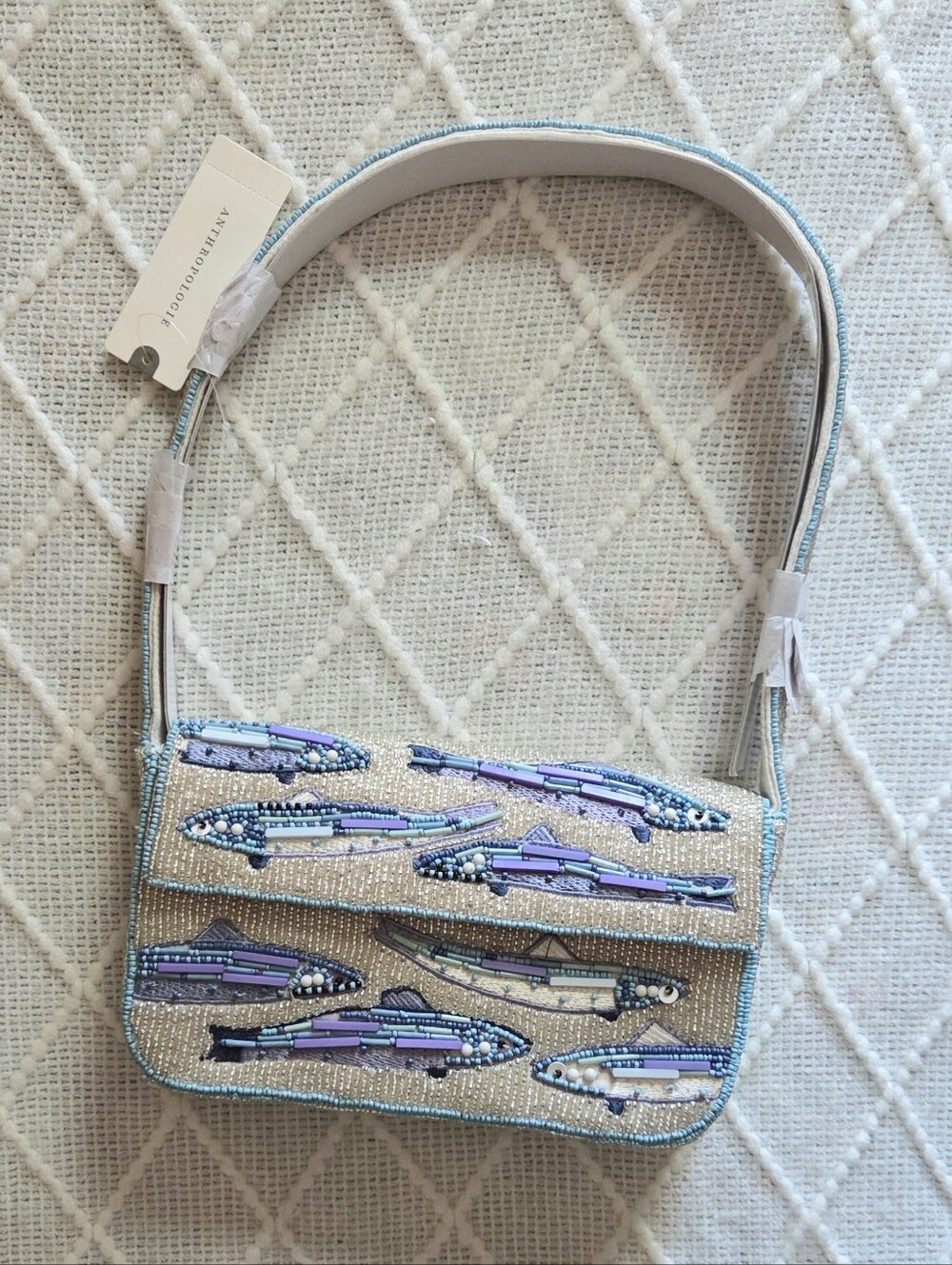 Anthropologie The Fiona Beaded Bag Food & Drink Edition in Sardines